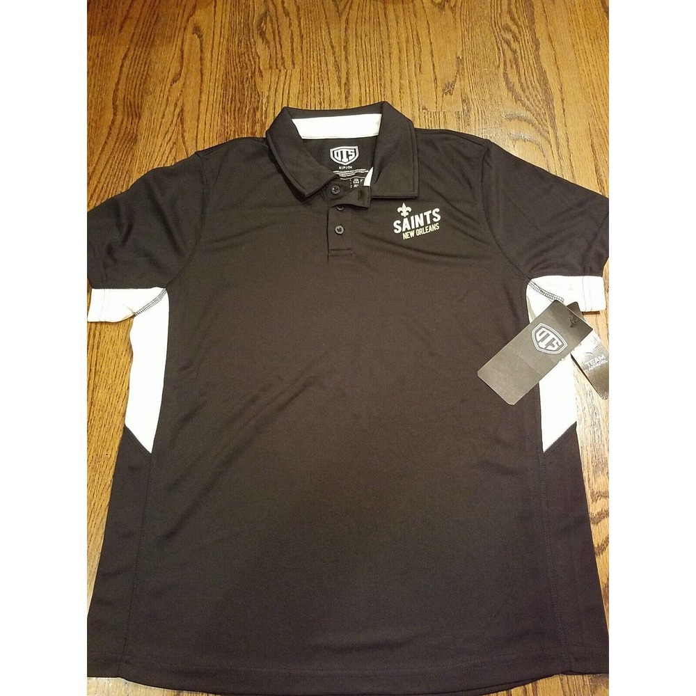 New Orleans Saints Polo Shirt NFL Mens Dri Fit Small Black OTS NEW Football